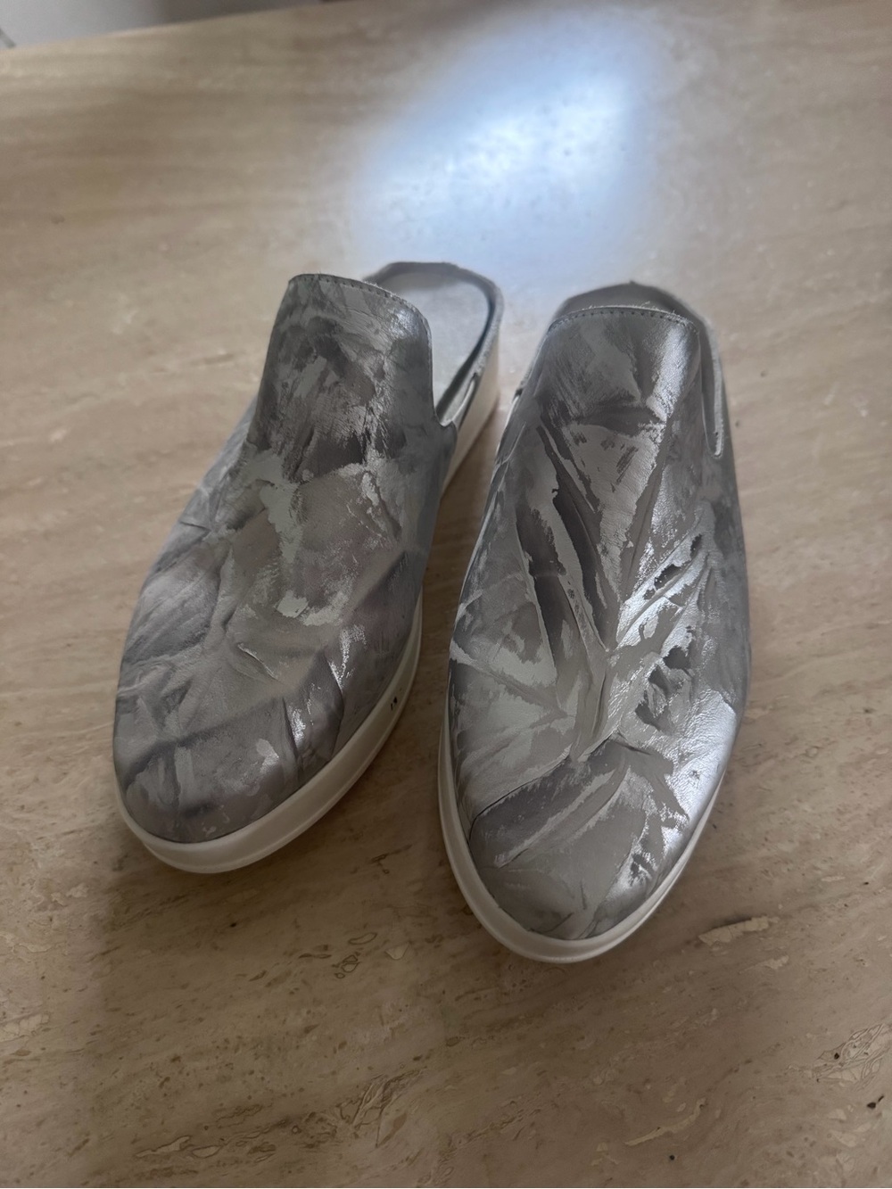 Antelope Metallic Silver Slip-On Mules